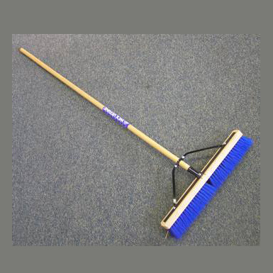 24" BLUE POLY BROOM WITH WOOD HANDLE