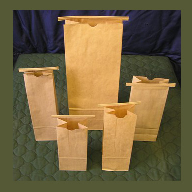 NATURAL KRAFT BAGS WITH POLYPRO LINER & TIN TIES 